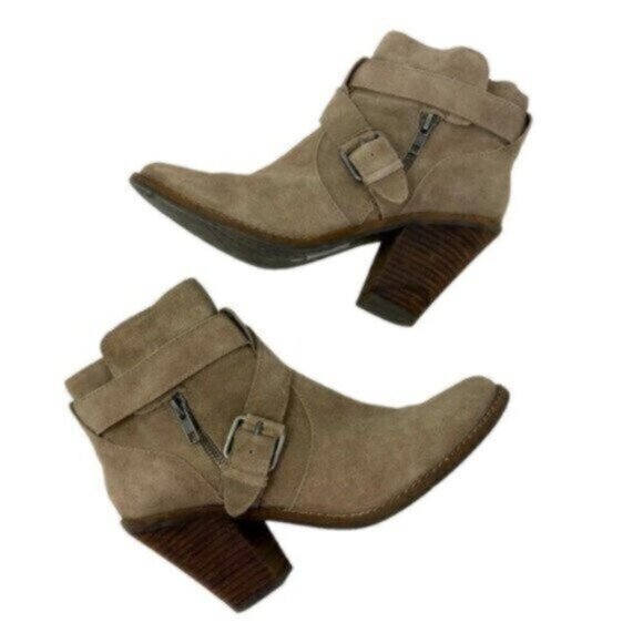 Dolce Vita | Women's Taupe Brown Suede Side Zip Heeled Ankle Bootie Size 8 - Picture 7 of 14